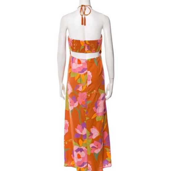 Caroline Constas Floral Halter Dress linen dress travel dress summer dress - Picture 13 of 16